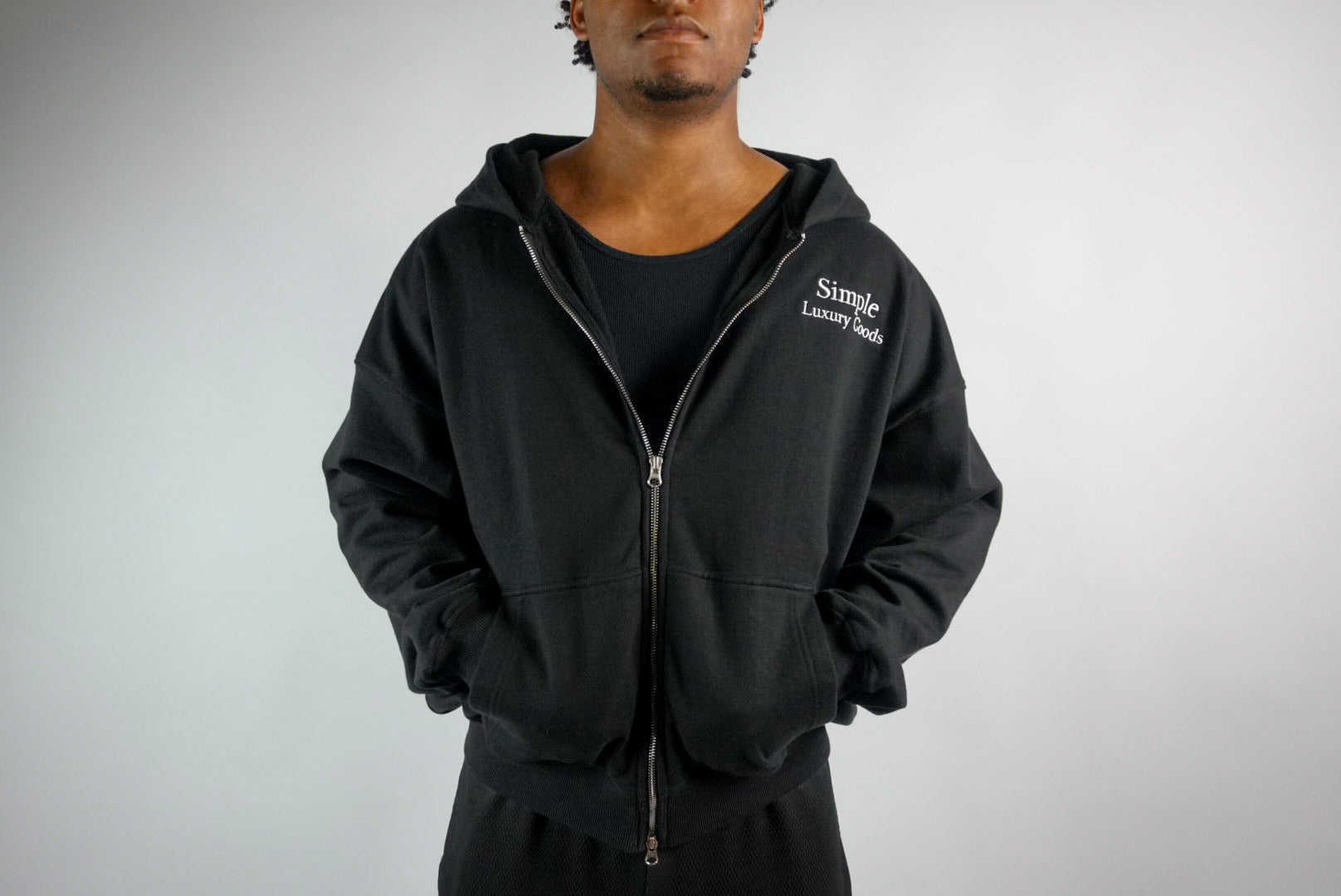 480GSM Heavyweight Double Zip Hoodie Black – Simple Luxury Goods