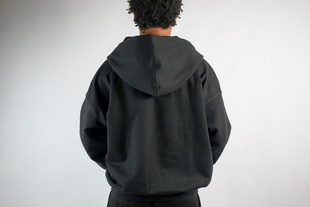 Heavyweight Double Zip Hoodie - Black