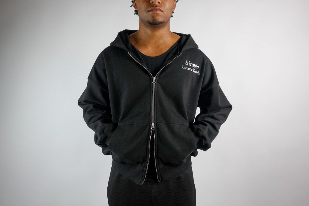 Heavyweight Double Zip Hoodie - Black