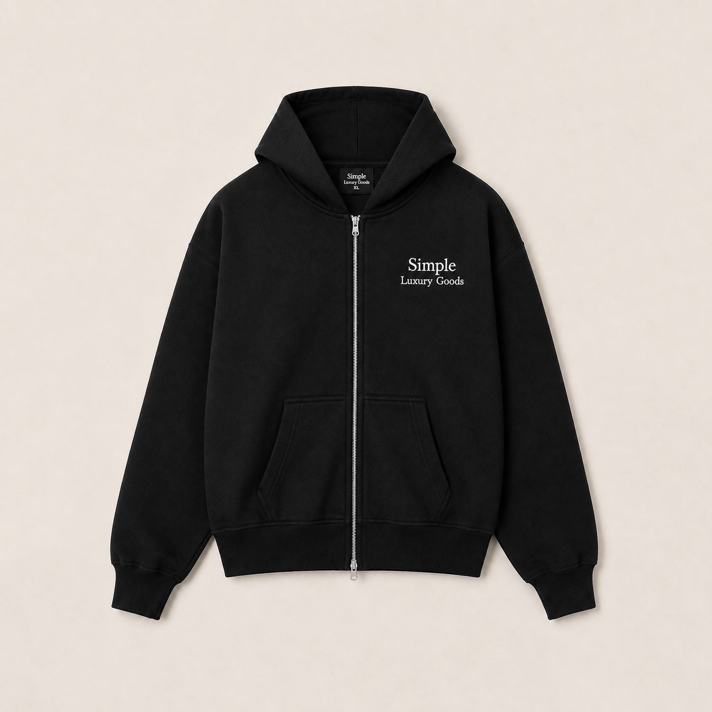Heavyweight Double Zip Hoodie - Black