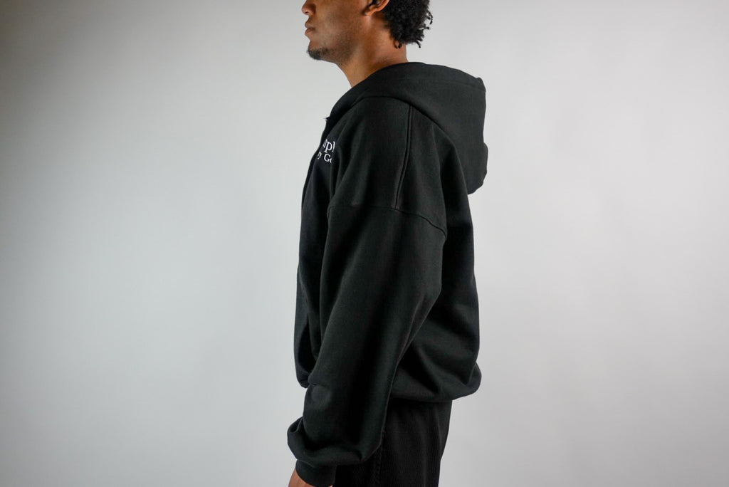 Heavyweight Double Zip Hoodie - Black