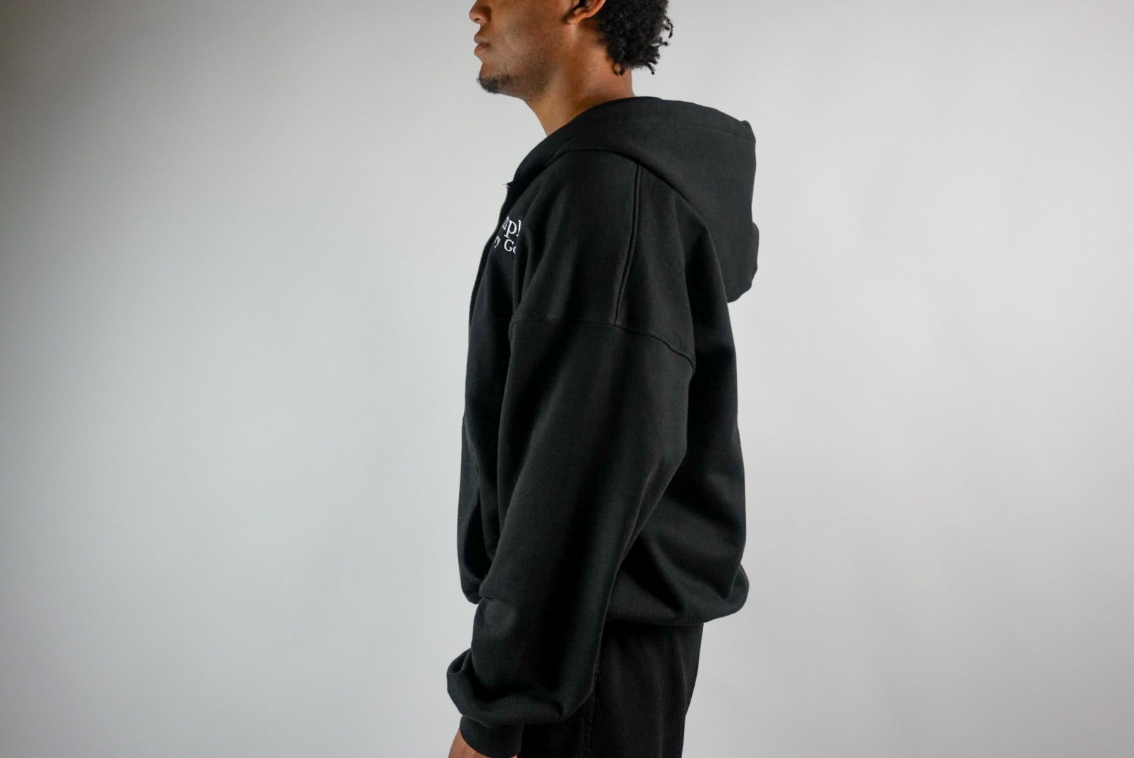 Heavyweight Double Zip Hoodie - Black